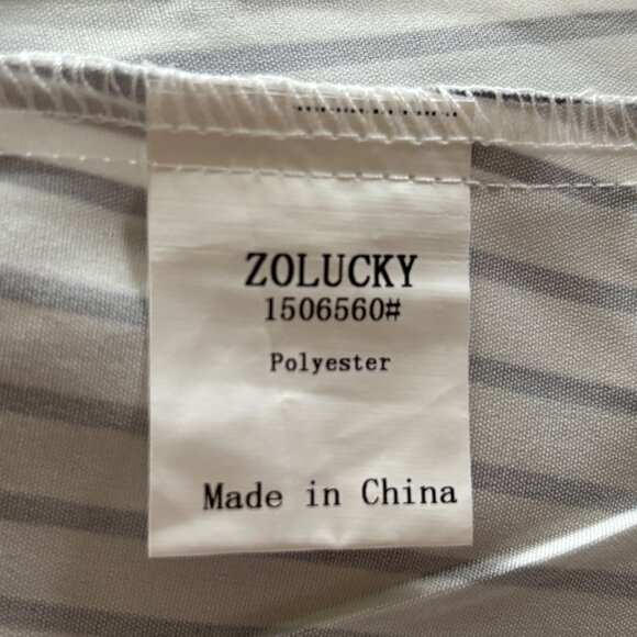 Zolucky Women's Midi Dress Sz Large White w/ Gray Pin Stripes Side Pockets Soft - Picture 11 of 12